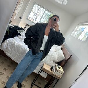 Oversized Black Leather Jacket